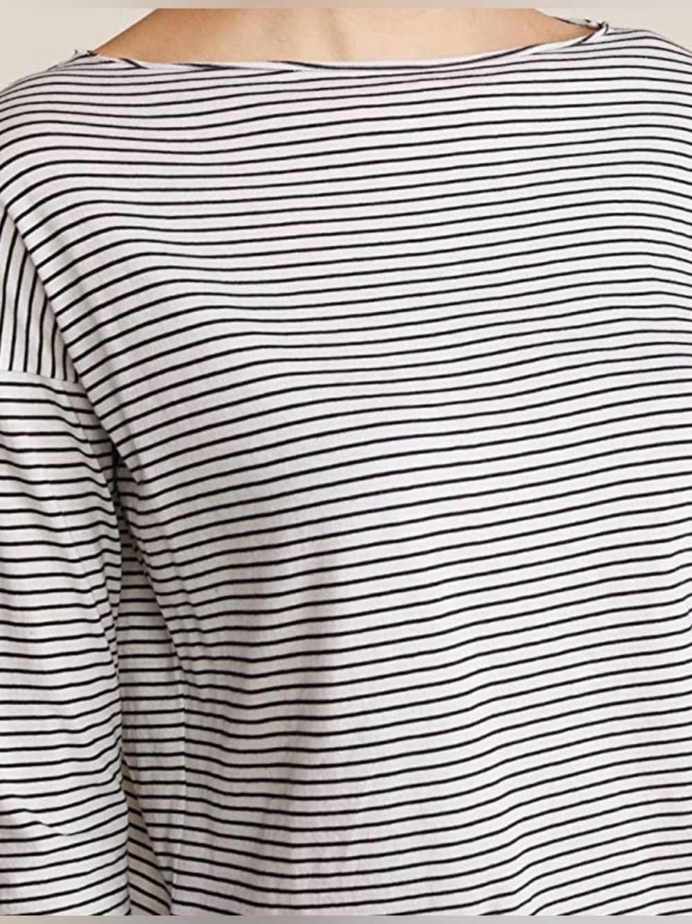 Vince Black & White Striped Long-Sleeve Boatneck Top